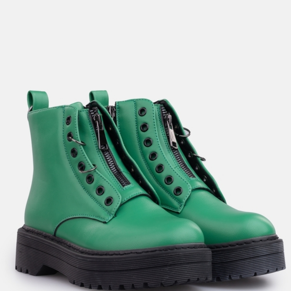 Green Cropp Platform Ankle Boots For Women - EU Brand - Size 38 (US 7.5)